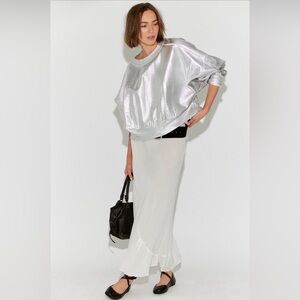 Free people Gaia silver foil coated sweatshirt